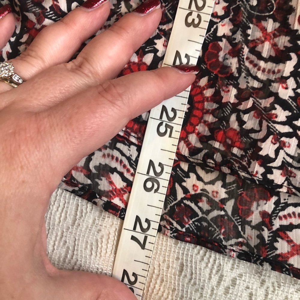 1.State sheer lace up patterned peasant top - Picture 8 of 9